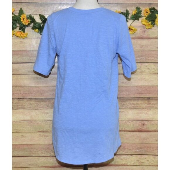 NWT J Jill Elliptical Slub Tee Shirt Ladies S Blue Short Sleeve V-Neck Cotton - Picture 5 of 8